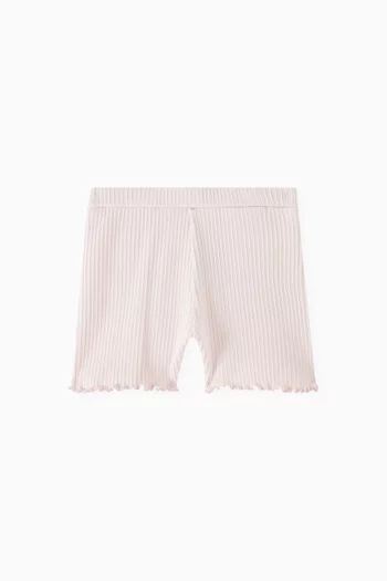 Ribbed Logo Shorts in Cotton