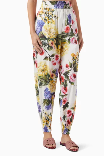 Garden-print Balloon Pants in Cotton-poplin