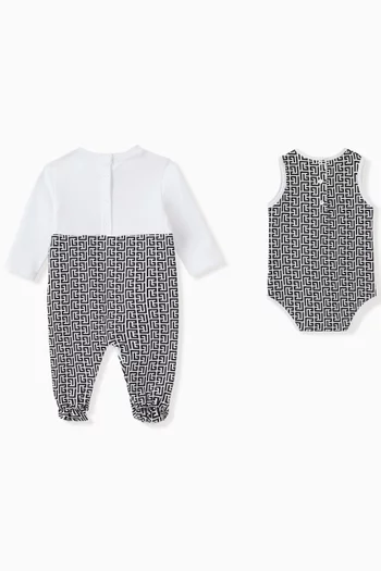 Labyrinth Monogrammed Sleepsuit Set in Cotton-jersey