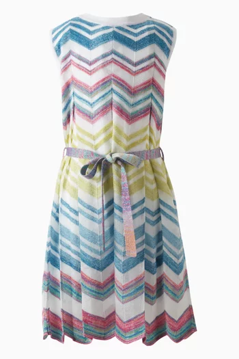 Zigzag Pleated Dress in Viscose-blend