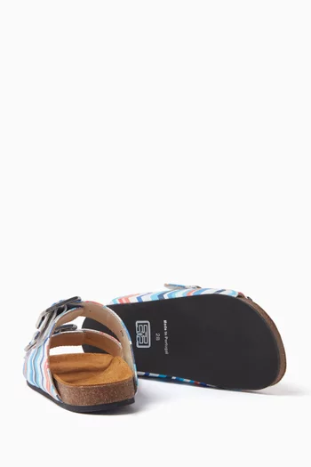 Double Buckle Slides in Faux Leather