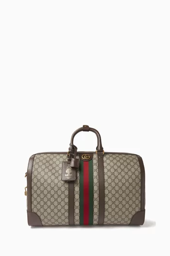 Large Gucci Savoy Duffle Bag in GG Supreme Canvas
