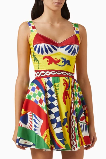 Carreto Print Bustier Dress in Silk Charmeuse