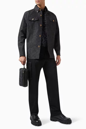 Allover Print Overshirt in Cotton Blend