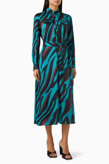 Psychedelic Zebra-print Shirt Dress in Viscose