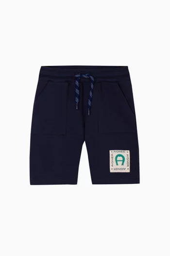 Logo-badge Bermuda Shorts in Stretch-cotton