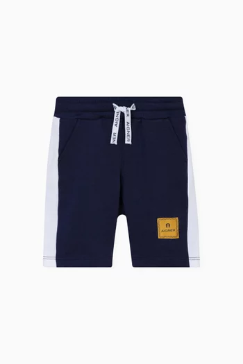 Logo-patch Stripe Bermuda Shorts in Stretch-cotton