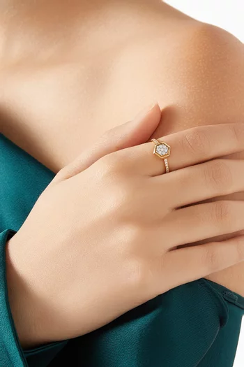 Illusion Pentagonal Diamond Ring in 18kt Gold
