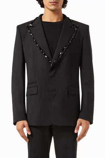 Sicilia Crystal-embellished Tuxedo Jacket in Stretch Wool-twill