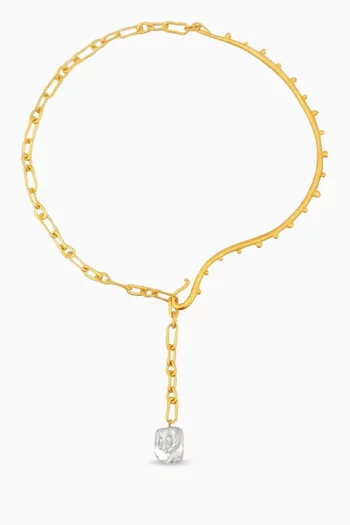 Thalia Lariat Necklace in 18kt Gold-plated Brass