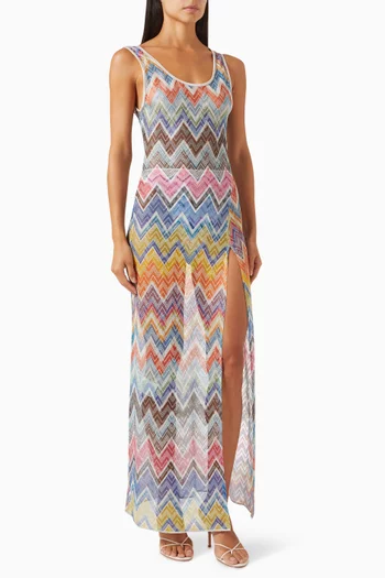 Zig-zag Cover-up Maxi Dress in Lurex-knit