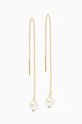 Kiku Pearl Thread Earrings in 18k Gold