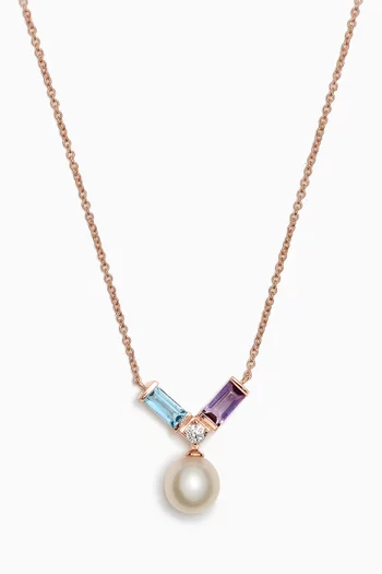 Kiku Sparkle Mixed Gemstone Necklace in 18kt Gold