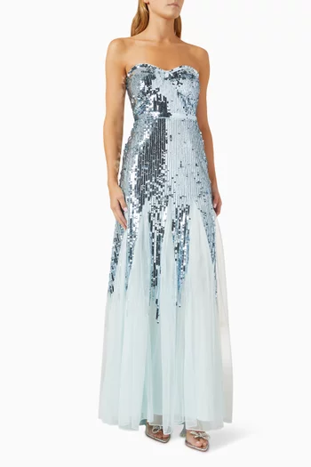Sequin-embellished Gown in Mesh
