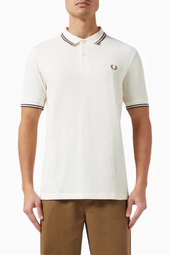 Twin Tipped Logo Polo Shirt in Cotton Piqué