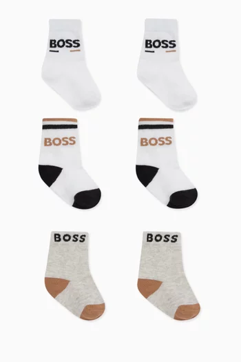 Logo Socks in Cotton-blend, Set of 3