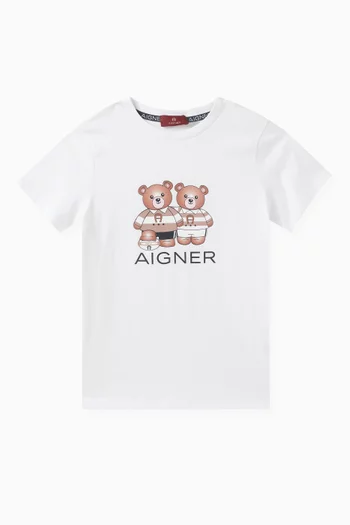 Aigner Kids logo-print plissé dress - White