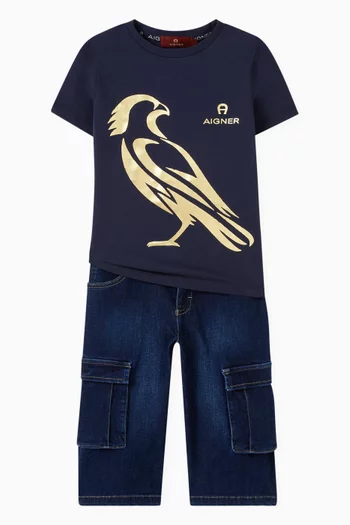 Bird-print T-shirt in Cotton-jersey