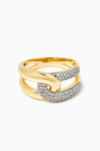 Interlock Pavé Diamond Ring in 10kt Gold