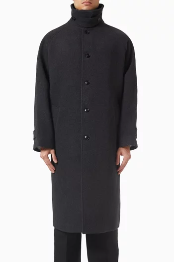 معطف متوسط الطول مزيج صوف