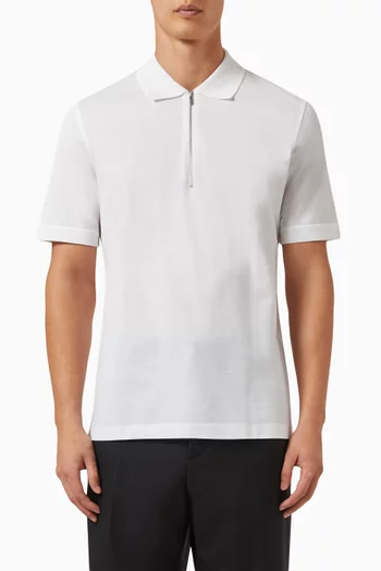 Zip Polo Shirt in Cotton Piqué