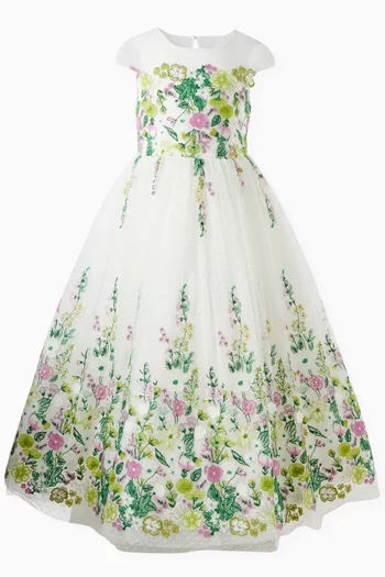 Floral Gown in Plumetis