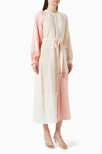 Makeda Button-up Midi Dress in Cotton-blend