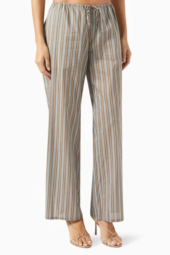 Daisy Striped Low-waist Pants in Cotton