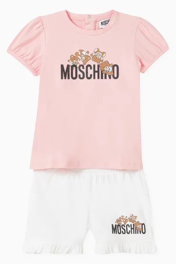 Teddy Bear T-shirt and Shorts Set in Cotton