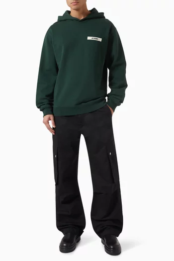 Grosgrain Logo Hoodie in Cotton Fleece