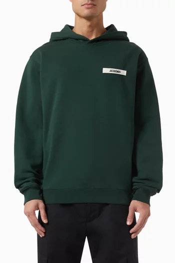 Grosgrain Logo Hoodie in Cotton Fleece