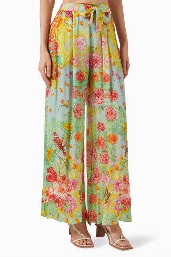 Printed Lounge Pants in Linen-satin