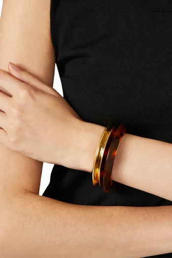 Tortoiseshell Open Duet Cuff in Resin