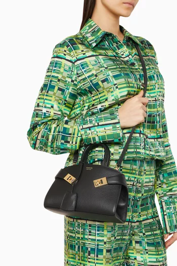 Mini Hug Top Handle Bag in leather