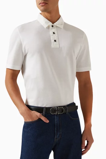 حزام بوجهين وإبزيم بحلية جانشيني جلد عجل حبيبي