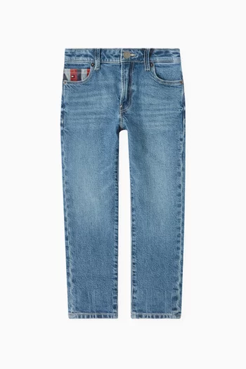 Modern Straight Signature Turn-Up Jeans in Denim