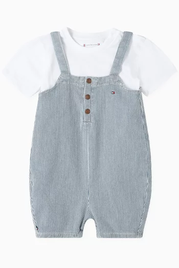 Striped Dungaree Set in Cotton
