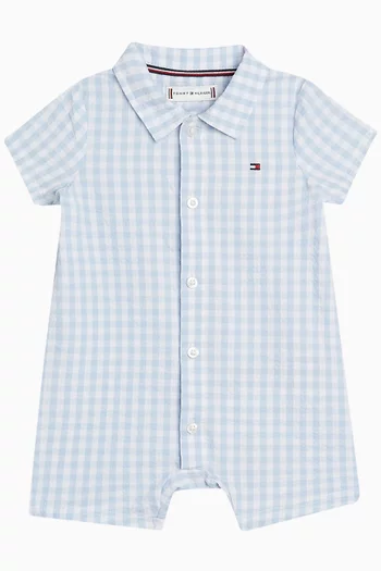 Gingham-check Romper in Cotton
