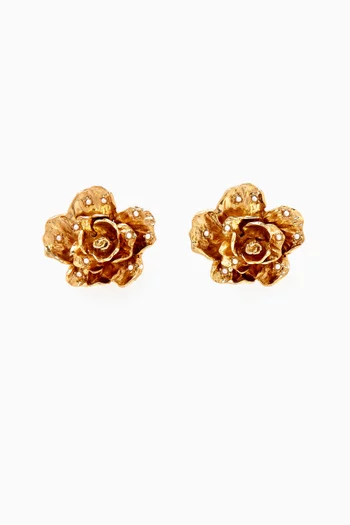 Pearl Dot Flower Earrings in Metal