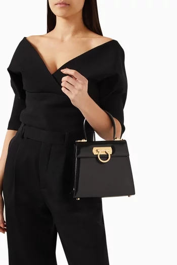 Small Iconic Top Handle Bag in Leather