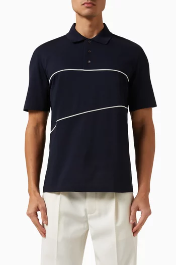 Contrasting Piping Polo Shirt in Cotton Jersey