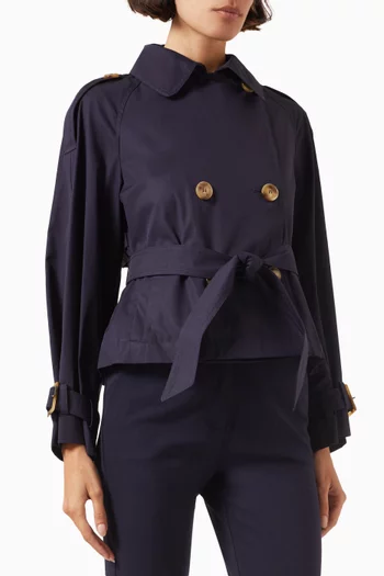 Cropped Trench Coat in Cotton-gaberdine