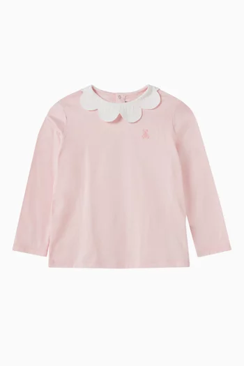 Scallop Collar T-shirt in Cotton
