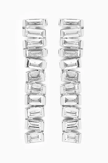 Baguette Diamond Ladder Drop Earrings in 18kt White Gold