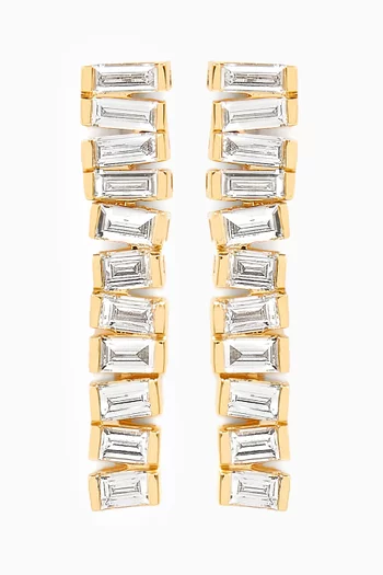 Baguette Diamond Ladder Drop Earrings in 18kt Gold