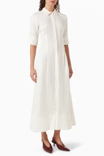 فستان كلودين بنمط قميص مزيج كتان