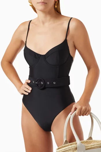 Noa Belted One-piece Swimsuit in Stretch Nylon