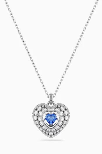 Hyperbola Heart Pendant Necklace in Rhodium-plated Metal