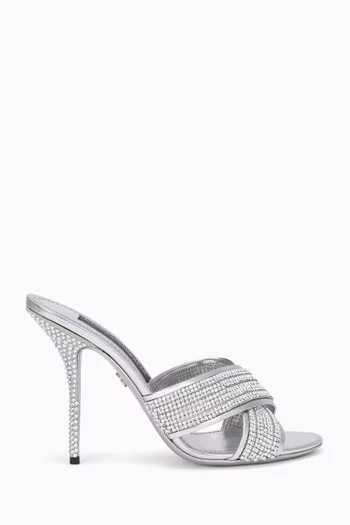 Crystal-embellished Criss Cross 85mm Mules in Leather