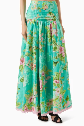 Azra Floral Maxi Skirt in Cotton